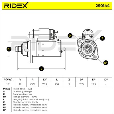 Starter RIDEX 2S0144 2S0144 - photo 6