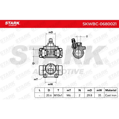 Wheel Brake Cylinder Stark SKWBC-0680021 SKWBC-0680021 - photo 5