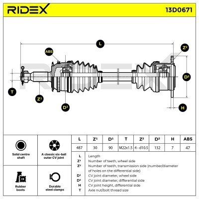 Drive Shaft RIDEX 13D0671 13D0671 - photo 6