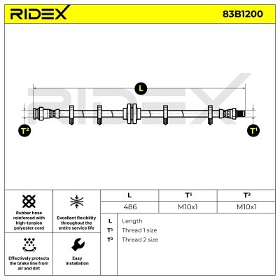 Brake Hose RIDEX 83B1200 83B1200 - photo 7