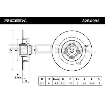 Brake Disc RIDEX 82B0095 82B0095 - photo 3