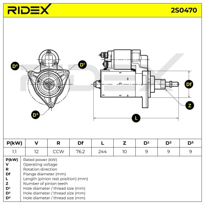 Starter RIDEX 2S0470 2S0470 - photo 6