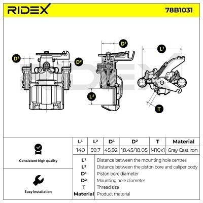 Brake Caliper RIDEX 78B1031 78B1031 - photo 6