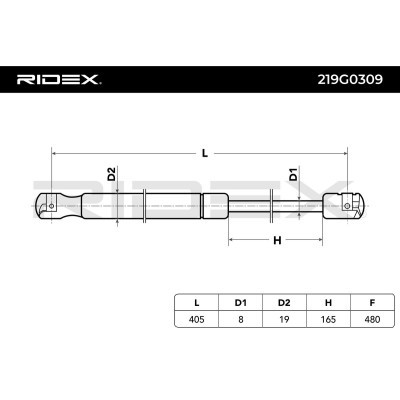 Gas Spring, boot-/cargo area RIDEX 219G0309 219G0309 - photo 6