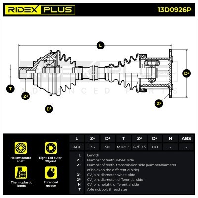 Drive Shaft RIDEX 13D0926P 13D0926P - photo 9