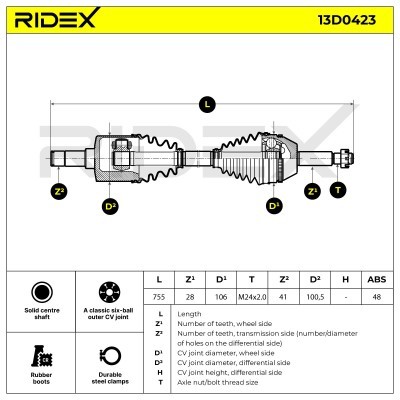 Drive Shaft RIDEX 13D0423 13D0423 - photo 7