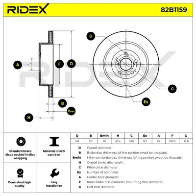 Brake Disc RIDEX 82B1159 82B1159 - photo 6