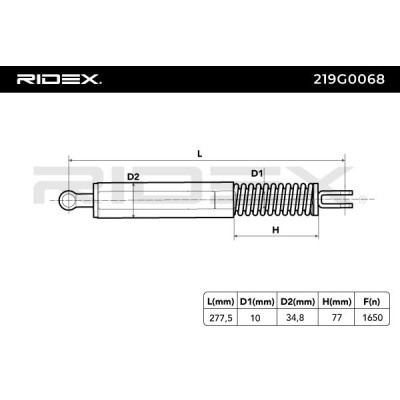 Gas Spring, boot-/cargo area RIDEX 219G0068 219G0068 - photo 6
