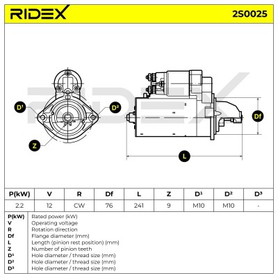 Starter RIDEX 2S0025 2S0025 - photo 6