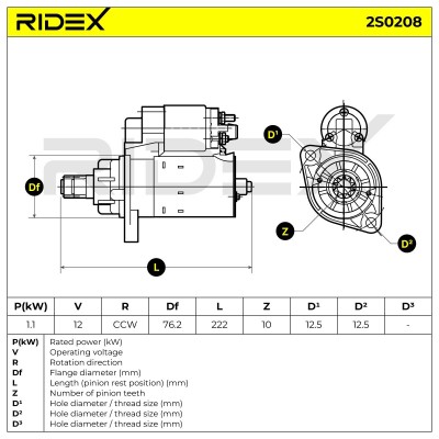 Starter RIDEX 2S0208 2S0208 - photo 6