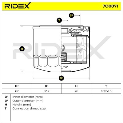 Oil Filter RIDEX 7O0071 7O0071 - photo 5