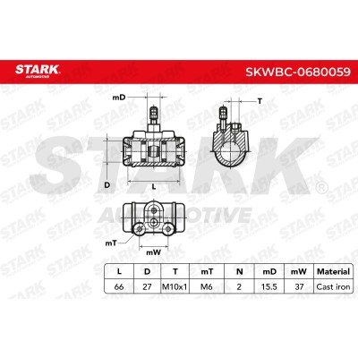 Wheel Brake Cylinder Stark SKWBC-0680059 SKWBC-0680059 - photo 5