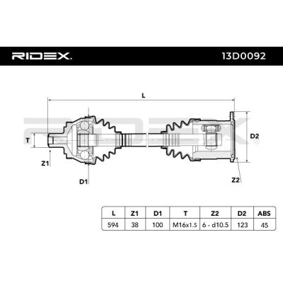 Drive Shaft RIDEX 13D0092 13D0092 - photo 6