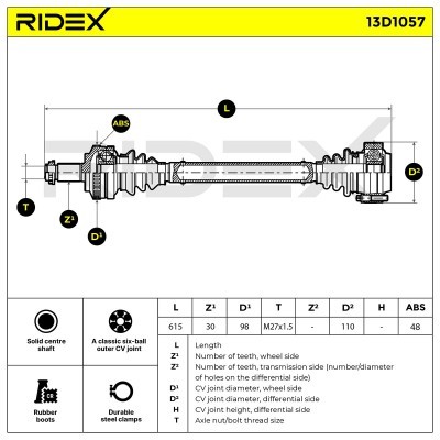 Drive Shaft RIDEX 13D1057 13D1057 - photo 6