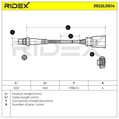 Lambda (Oxygen) Sensor RIDEX 3922L0514 3922L0514 - photo 6