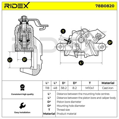 Brake Caliper RIDEX 78B0820 78B0820 - photo 7