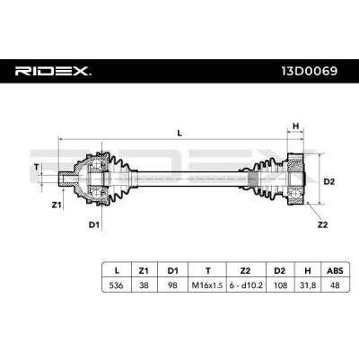 Drive Shaft RIDEX 13D0069 13D0069 - photo 5