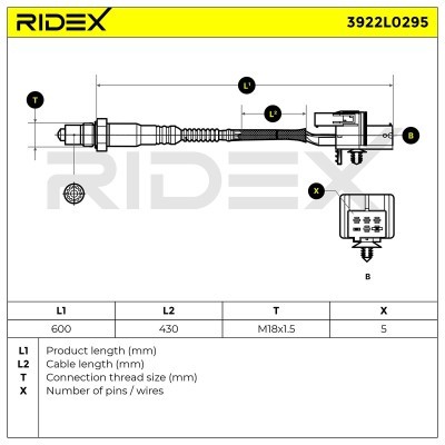 Lambda (Oxygen) Sensor RIDEX 3922L0295 3922L0295 - photo 6