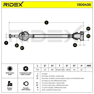 Drive Shaft RIDEX 13D0430 13D0430 - photo 7