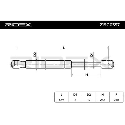 Gas Spring, boot-/cargo area RIDEX 219G0357 219G0357 - photo 7