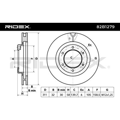 Brake Disc RIDEX 82B1279 82B1279 - photo 3