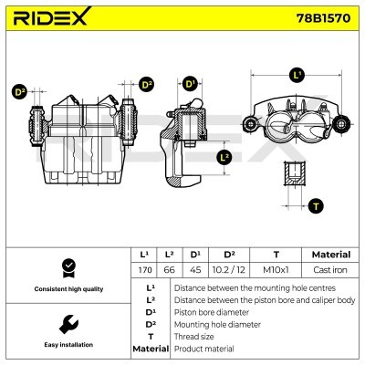 Brake Caliper RIDEX 78B1570 78B1570 - photo 6