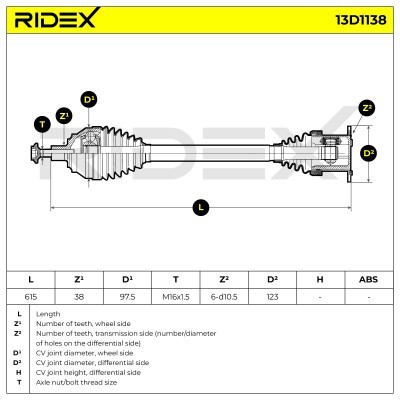 Drive Shaft RIDEX 13D1138 13D1138 - photo 7