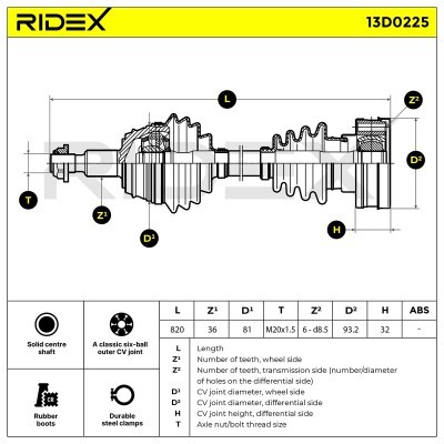 Drive Shaft RIDEX 13D0225 13D0225 - photo 5