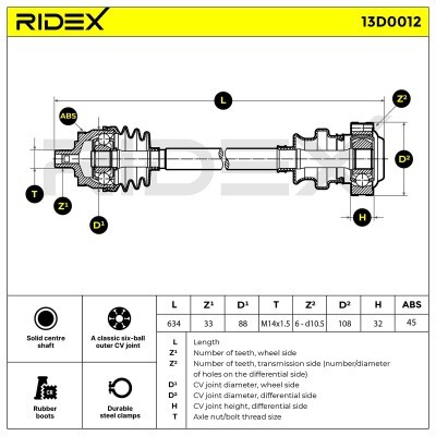 Drive Shaft RIDEX 13D0012 13D0012 - photo 4