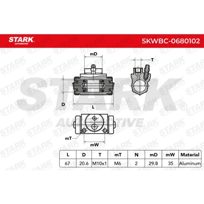 Wheel Brake Cylinder Stark SKWBC-0680102 SKWBC-0680102 - photo 6