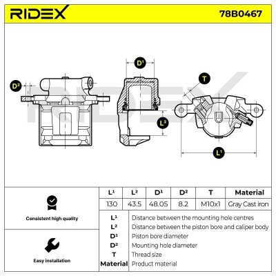 Brake Caliper RIDEX 78B0467 78B0467 - photo 6