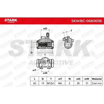Wheel Brake Cylinder Stark SKWBC-0680036 SKWBC-0680036 - photo 7