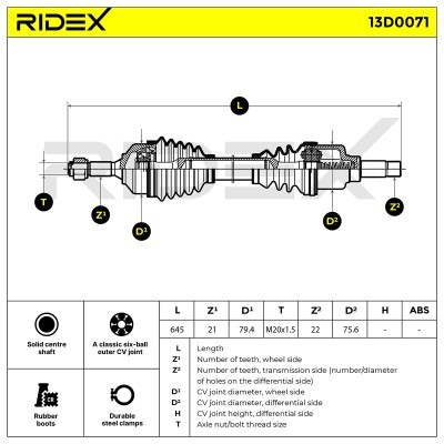 Drive Shaft RIDEX 13D0071 13D0071 - photo 7