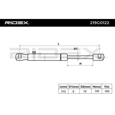 Gas Spring, boot-/cargo area RIDEX 219G0122 219G0122 - photo 7
