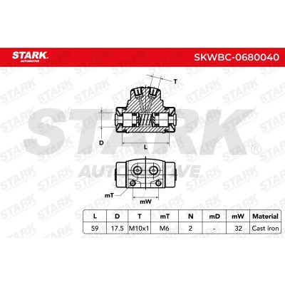Wheel Brake Cylinder Stark SKWBC-0680040 SKWBC-0680040 - photo 7