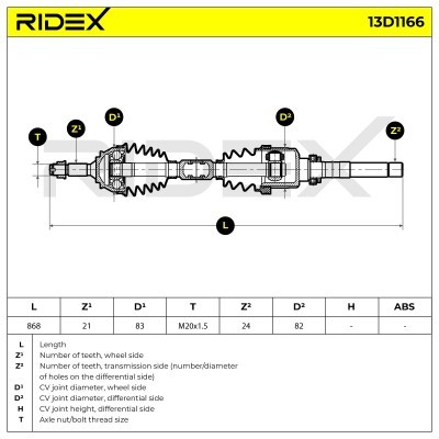 Drive Shaft RIDEX 13D1166 13D1166 - photo 7