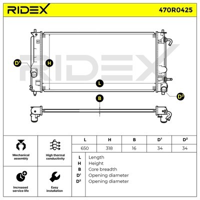 Radiator, Engine Cooling RIDEX 470R0425 470R0425 - photo 7