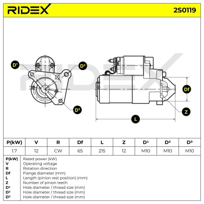 Starter RIDEX 2S0119 2S0119 - photo 6