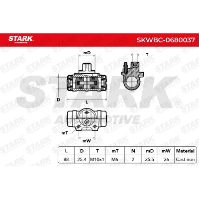 Wheel Brake Cylinder Stark SKWBC-0680037 SKWBC-0680037 - photo 7