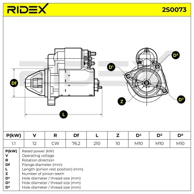 Starter RIDEX 2S0073 2S0073 - photo 7