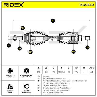 Drive Shaft RIDEX 13D0540 13D0540 - photo 7