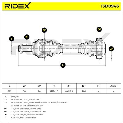 Drive Shaft RIDEX 13D0943 13D0943 - photo 7