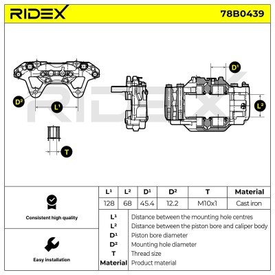 Brake Caliper RIDEX 78B0439 78B0439 - photo 6