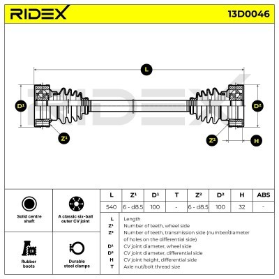 Drive Shaft RIDEX 13D0046 13D0046 - photo 6