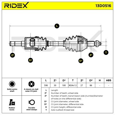 Drive Shaft RIDEX 13D0516 13D0516 - photo 11