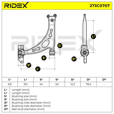 Control Arm RIDEX 273C0707 273C0707 - photo 7