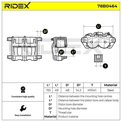 Brake Caliper RIDEX 78B0464 78B0464 - photo 6