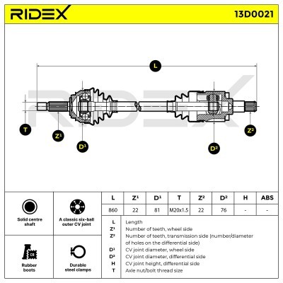 Drive Shaft RIDEX 13D0021 13D0021 - photo 8