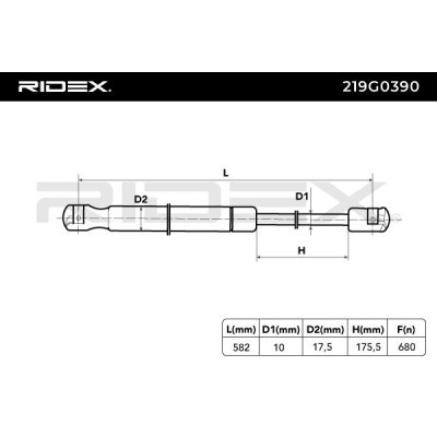 Gas Spring, boot-/cargo area RIDEX 219G0390 219G0390 - photo 6