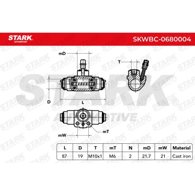 Wheel Brake Cylinder Stark SKWBC-0680004 SKWBC-0680004 - photo 5